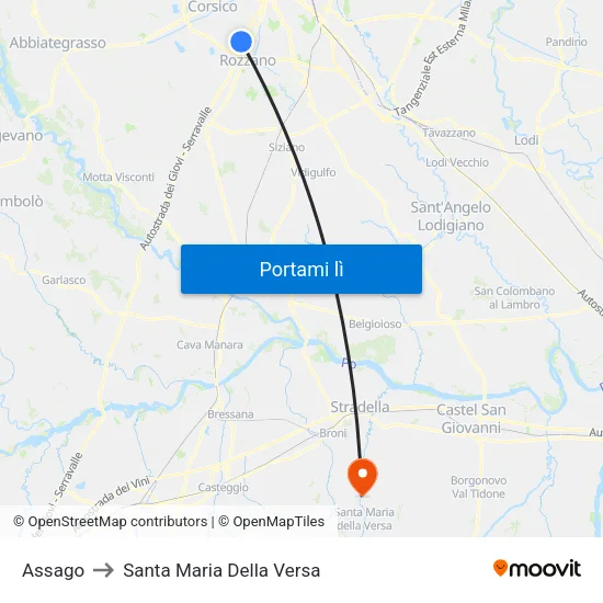 Assago to Santa Maria Della Versa map