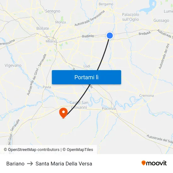 Bariano to Santa Maria Della Versa map