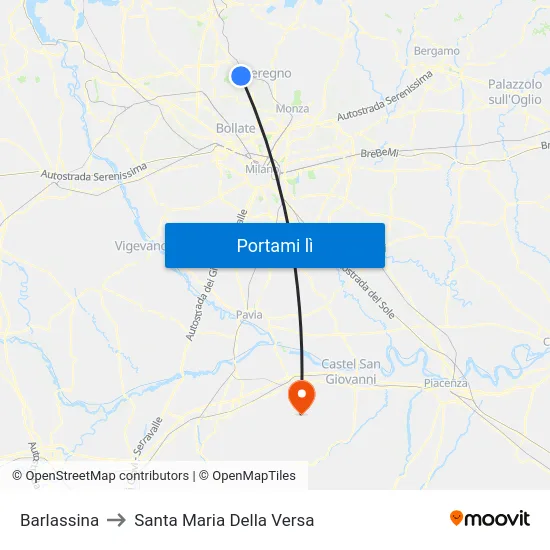 Barlassina to Santa Maria Della Versa map