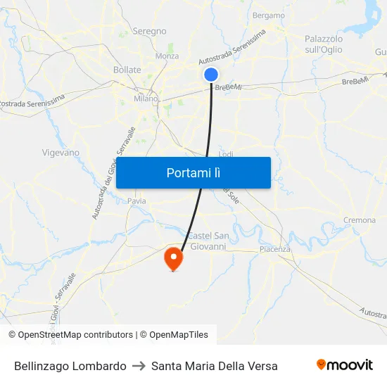 Bellinzago Lombardo to Santa Maria Della Versa map