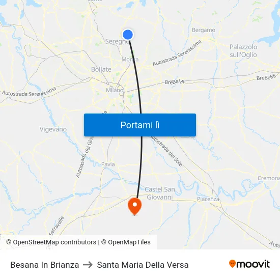 Besana In Brianza to Santa Maria Della Versa map