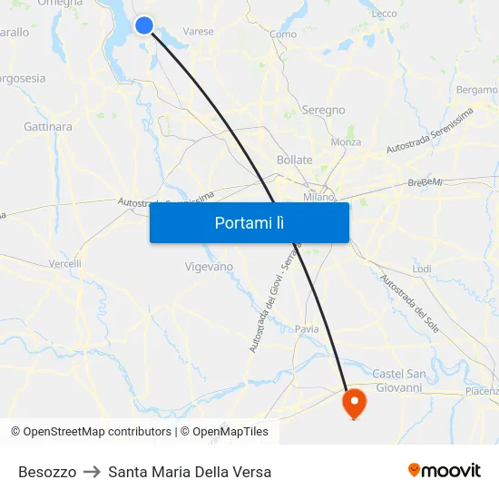 Besozzo to Santa Maria Della Versa map