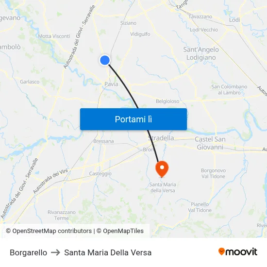 Borgarello to Santa Maria Della Versa map