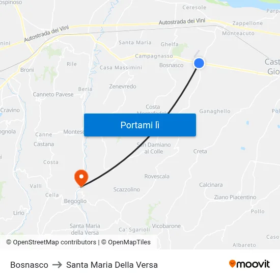 Bosnasco to Santa Maria Della Versa map