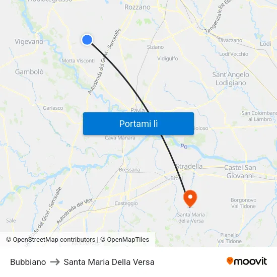 Bubbiano to Santa Maria Della Versa map