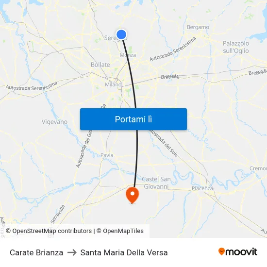 Carate Brianza to Santa Maria Della Versa map