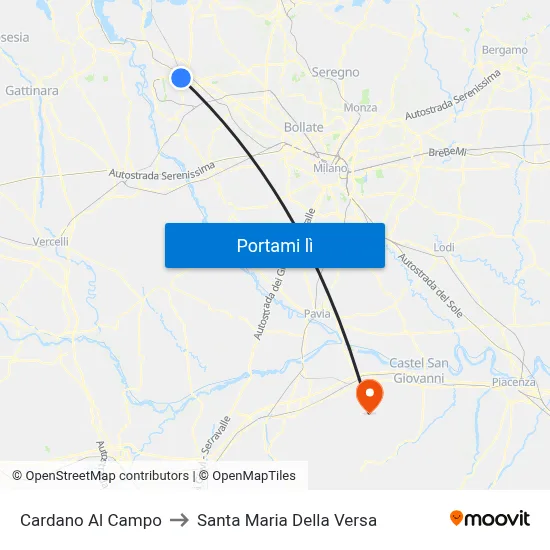 Cardano Al Campo to Santa Maria Della Versa map