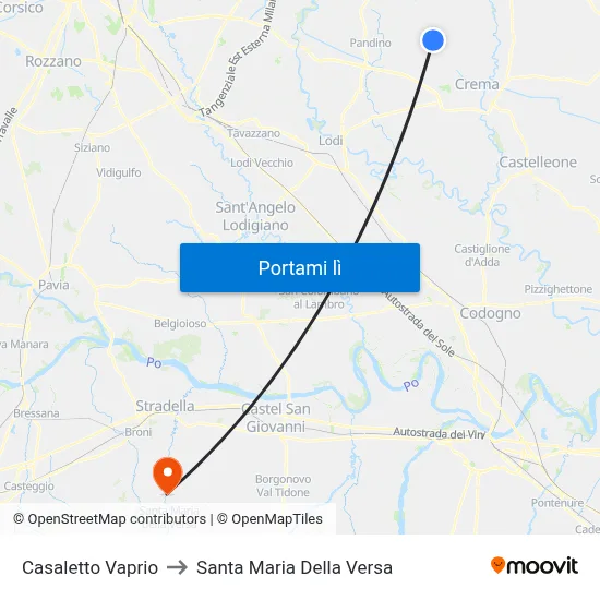 Casaletto Vaprio to Santa Maria Della Versa map