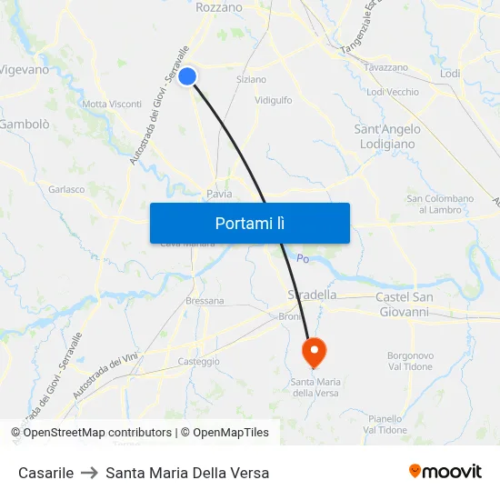 Casarile to Santa Maria Della Versa map