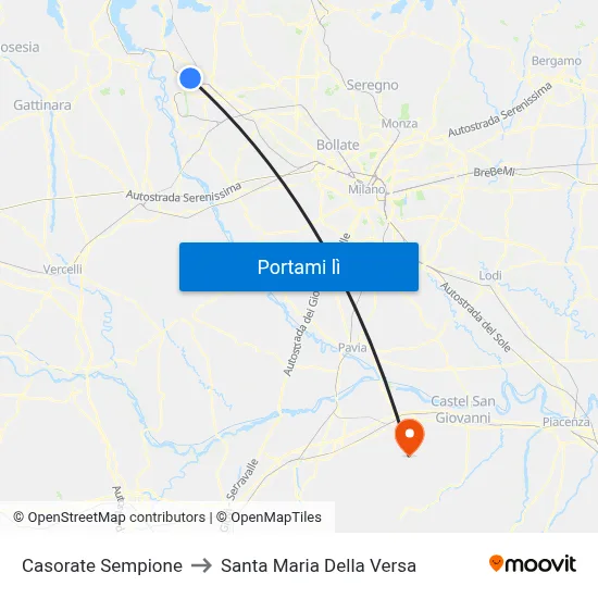Casorate Sempione to Santa Maria Della Versa map