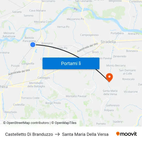 Castelletto Di Branduzzo to Santa Maria Della Versa map