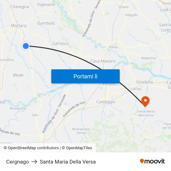 Cergnago to Santa Maria Della Versa map
