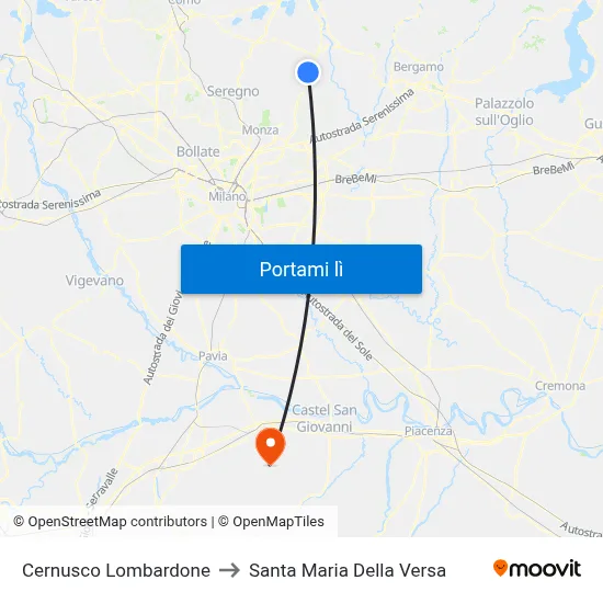 Cernusco Lombardone to Santa Maria Della Versa map