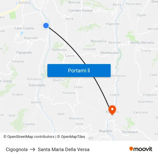 Cigognola to Santa Maria Della Versa map