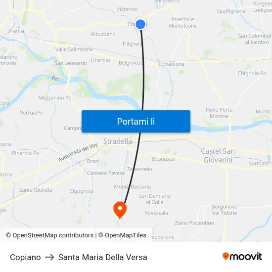 Copiano to Santa Maria Della Versa map