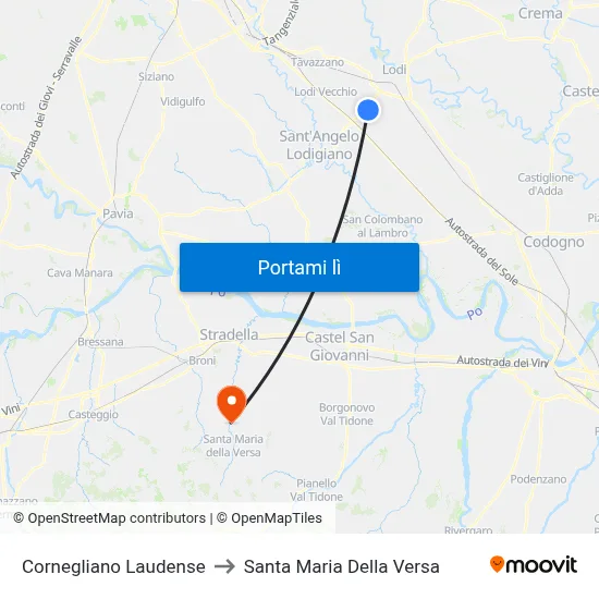 Cornegliano Laudense to Santa Maria Della Versa map