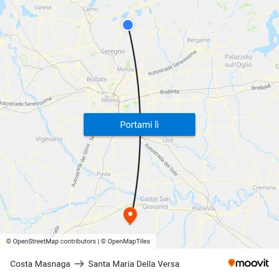 Costa Masnaga to Santa Maria Della Versa map