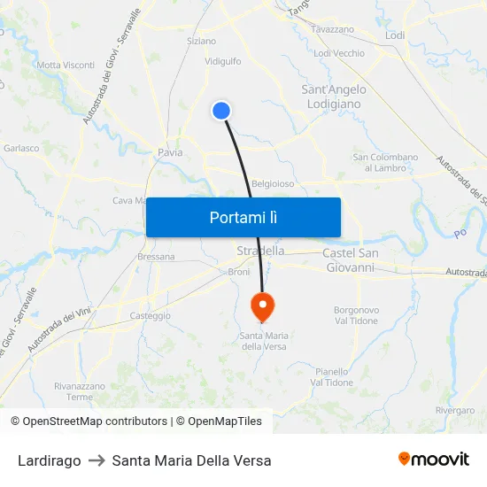 Lardirago to Santa Maria Della Versa map