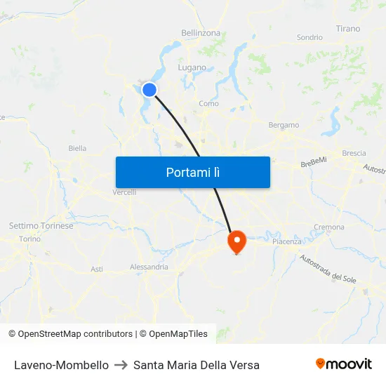 Laveno-Mombello to Santa Maria Della Versa map