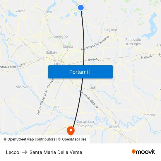 Lecco to Santa Maria Della Versa map