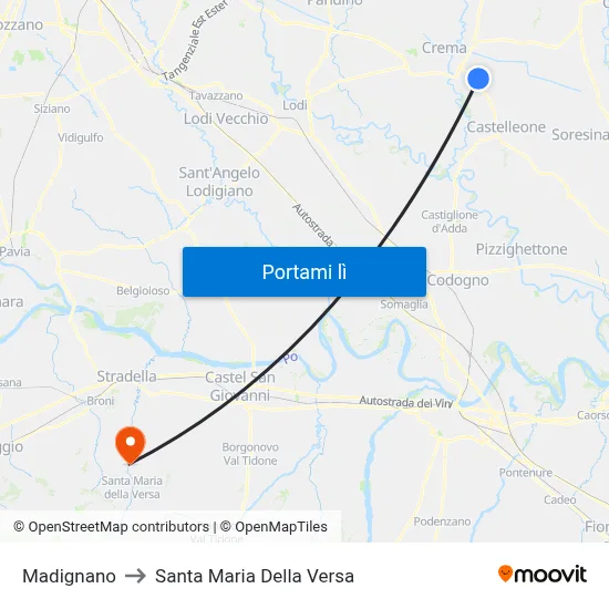 Madignano to Santa Maria Della Versa map