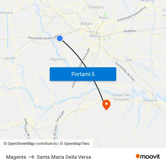 Magenta to Santa Maria Della Versa map