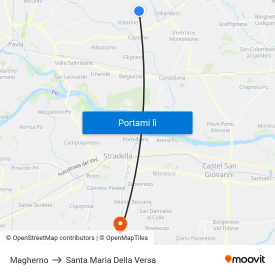 Magherno to Santa Maria Della Versa map
