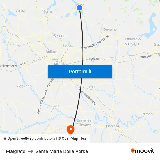 Malgrate to Santa Maria Della Versa map