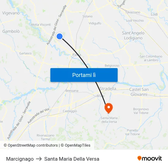 Marcignago to Santa Maria Della Versa map
