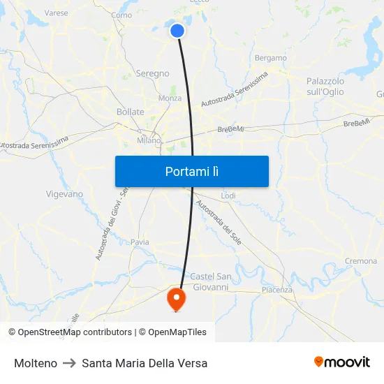 Molteno to Santa Maria Della Versa map