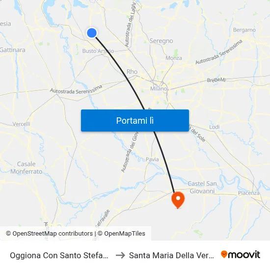 Oggiona Con Santo Stefano to Santa Maria Della Versa map