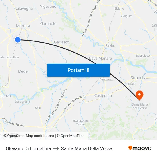 Olevano Di Lomellina to Santa Maria Della Versa map