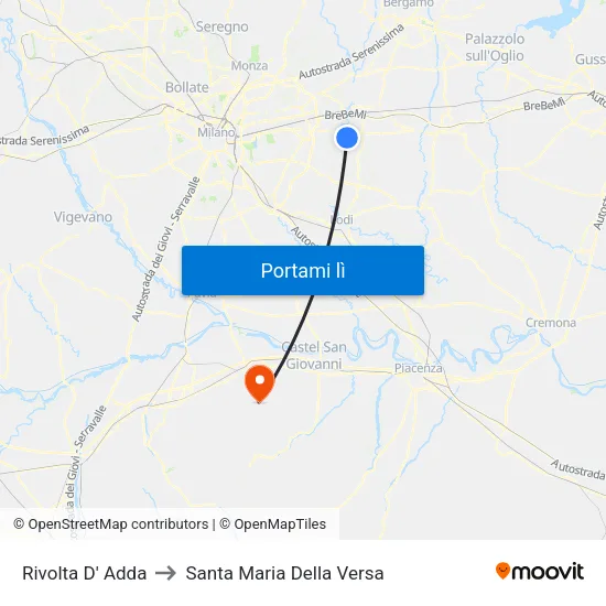 Rivolta D' Adda to Santa Maria Della Versa map