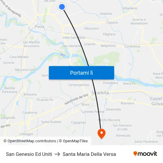 San Genesio Ed Uniti to Santa Maria Della Versa map