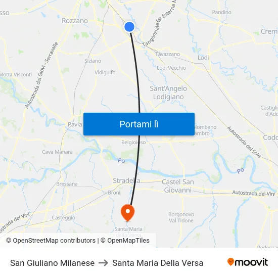 San Giuliano Milanese to Santa Maria Della Versa map