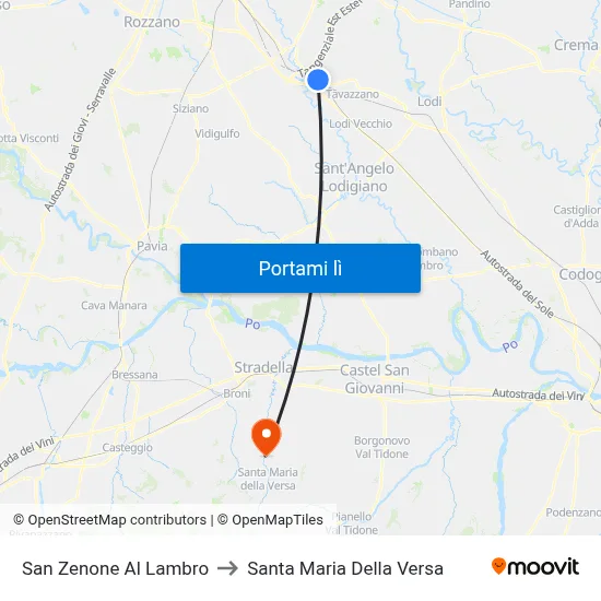 San Zenone Al Lambro to Santa Maria Della Versa map
