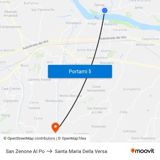 San Zenone Al Po to Santa Maria Della Versa map