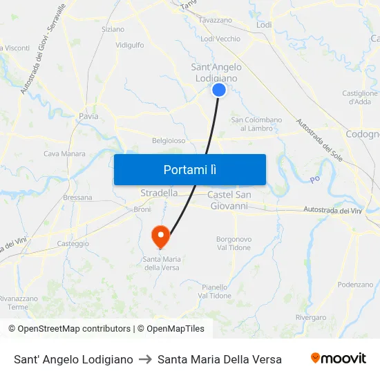 Sant' Angelo Lodigiano to Santa Maria Della Versa map