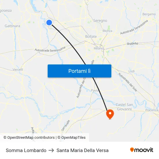 Somma Lombardo to Santa Maria Della Versa map