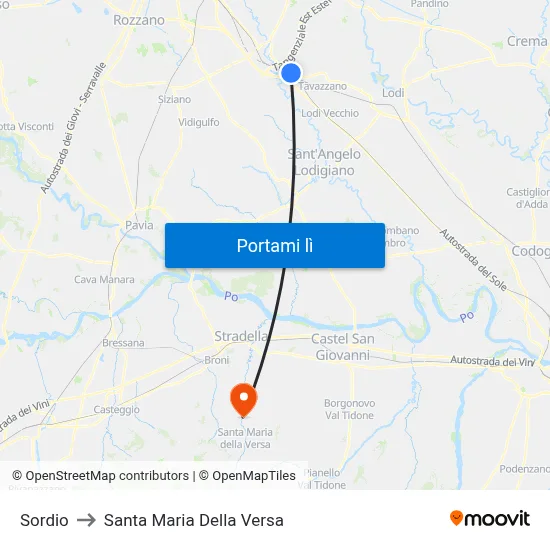 Sordio to Santa Maria Della Versa map