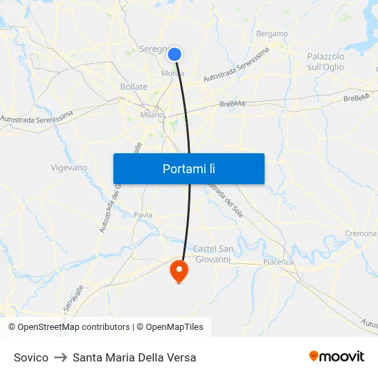 Sovico to Santa Maria Della Versa map