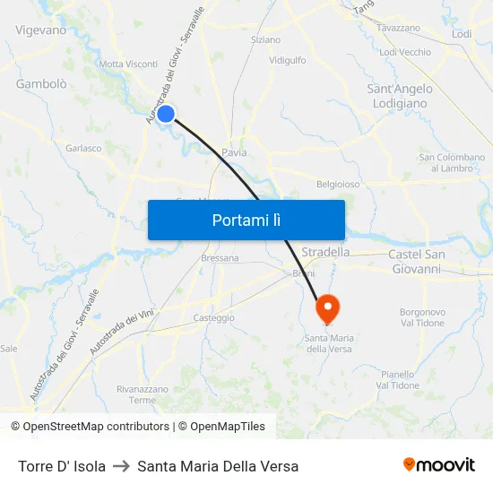 Torre D' Isola to Santa Maria Della Versa map