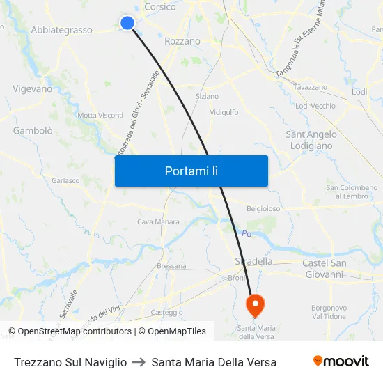 Trezzano Sul Naviglio to Santa Maria Della Versa map