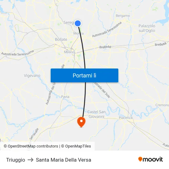 Triuggio to Santa Maria Della Versa map