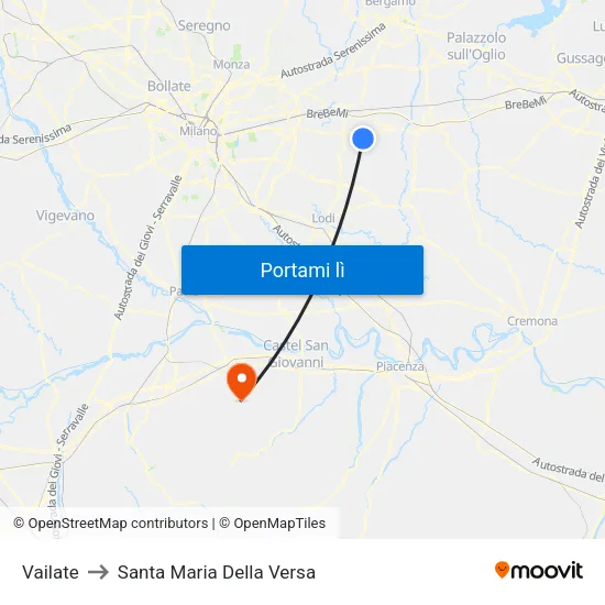 Vailate to Santa Maria Della Versa map