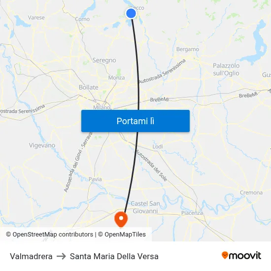 Valmadrera to Santa Maria Della Versa map