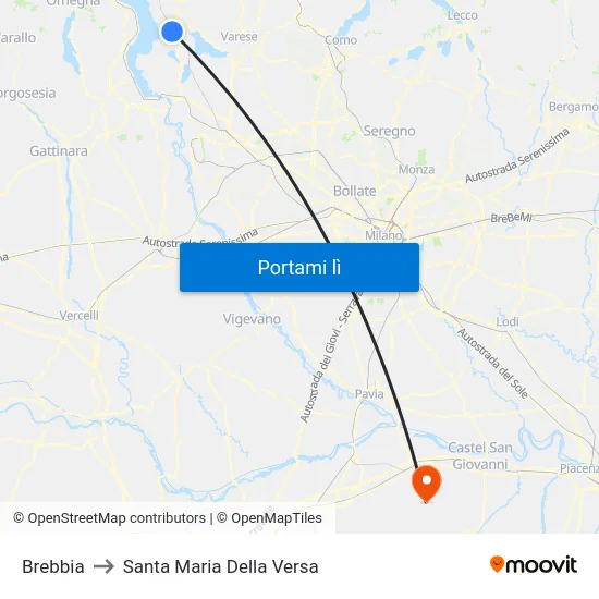 Brebbia to Santa Maria Della Versa map