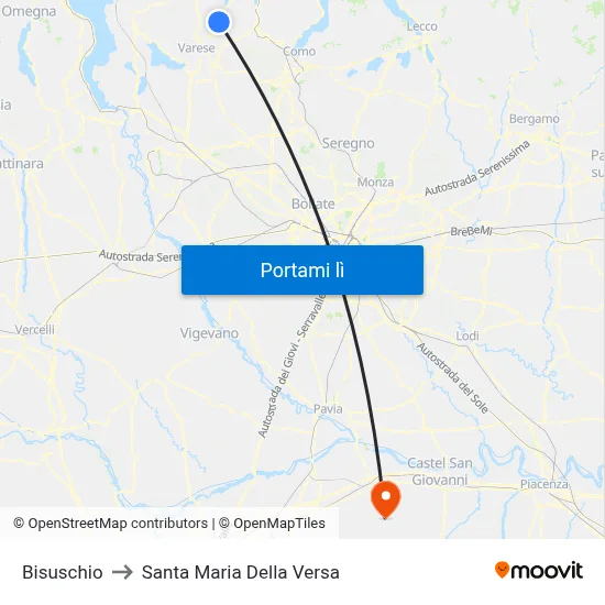 Bisuschio to Santa Maria Della Versa map
