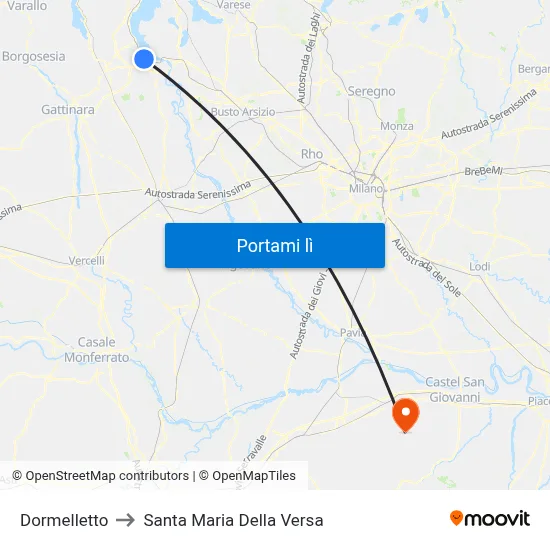 Dormelletto to Santa Maria Della Versa map