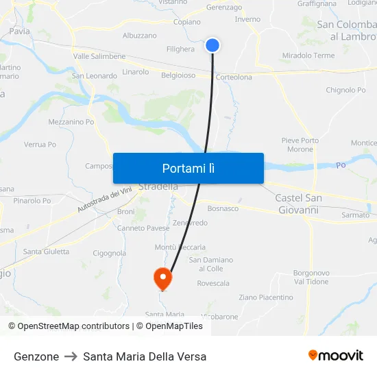 Genzone to Santa Maria Della Versa map